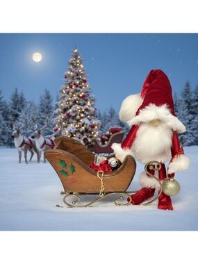 16" Poseable Velvet Santa Gnome Handmade